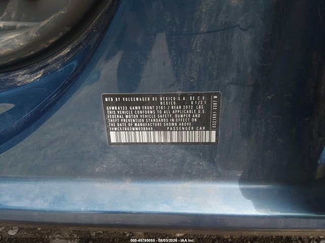 2021 Volkswagen Jetta 1.4t R-line/1.4t Se/s მანქანა იყიდება აუქციონზე, vin: 3VWC57BU2MM038949, აუქციონის ნომერი: 45765055