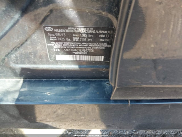 Продаж на аукціоні авто 2014 Hyundai Sonata Gls, vin: 5NPEB4AC7EH847706, номер лоту: 45765063