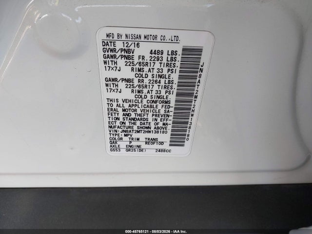 Nissan ROGUE S 2017 JN8AT2MT2HW138180 Image 9