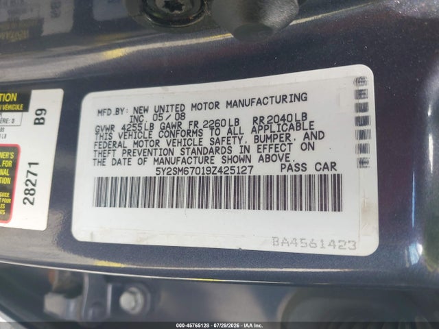 2009 Pontiac Vibe მანქანა იყიდება აუქციონზე, vin: 5Y2SM67019Z425127, აუქციონის ნომერი: 45765128