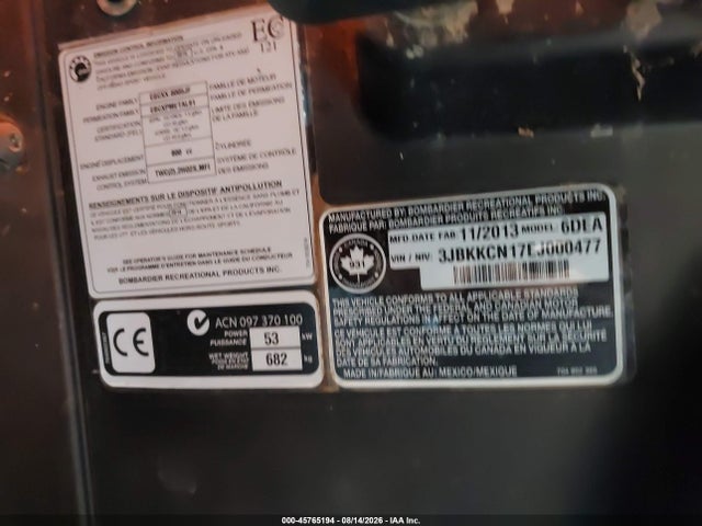 Can-Am Commander 800r Xt 2014 3JBKKCN17EJ000477 Image 10