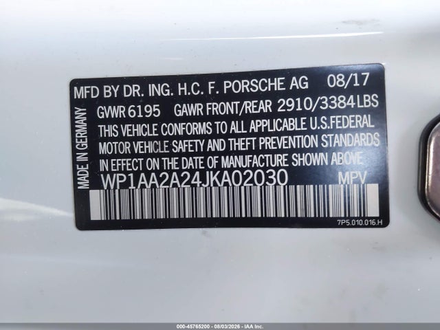 WP1AA2A24JKA02030 Porsche Cayenne Platinum Edition