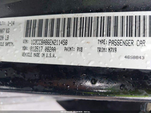45765226 :رقم المزاد ، 1C3CCBAB6EN211458 vin ، 2014 Chrysler 200 Lx مزاد بيع
