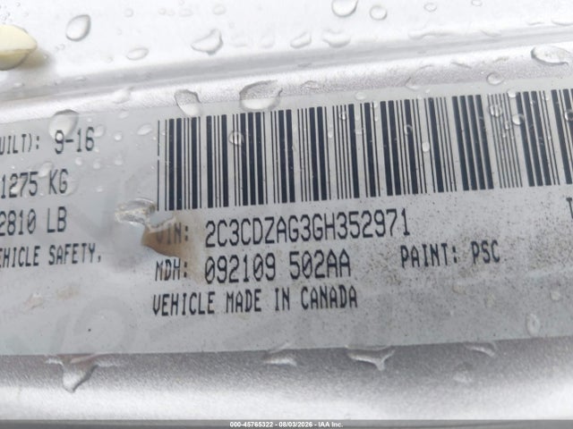 Aukcja sprzedaży 2016 Dodge Challenger Sxt, vin: 2C3CDZAG3GH352971, numer aukcji: 45765322