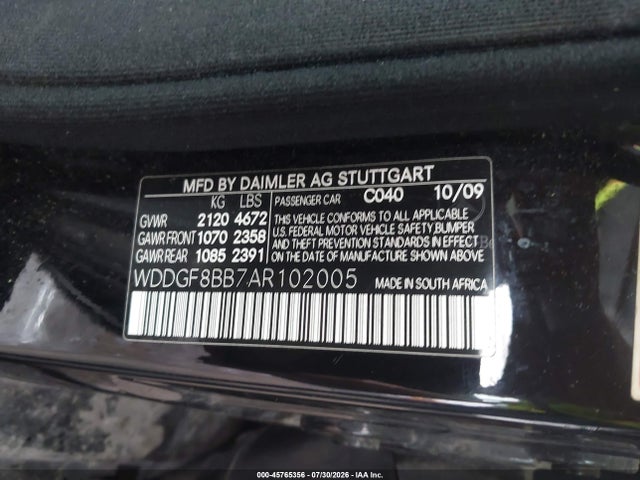 2010 Mercedes-benz C 300 Luxury 4matic/sport 4matic მანქანა იყიდება აუქციონზე, vin: WDDGF8BB7AR102005, აუქციონის ნომერი: 45765356