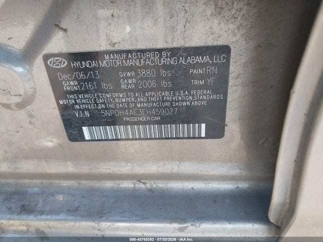 Hyundai ELANTRA SE 2014 5NPDH4AE3EH459027 Image 9