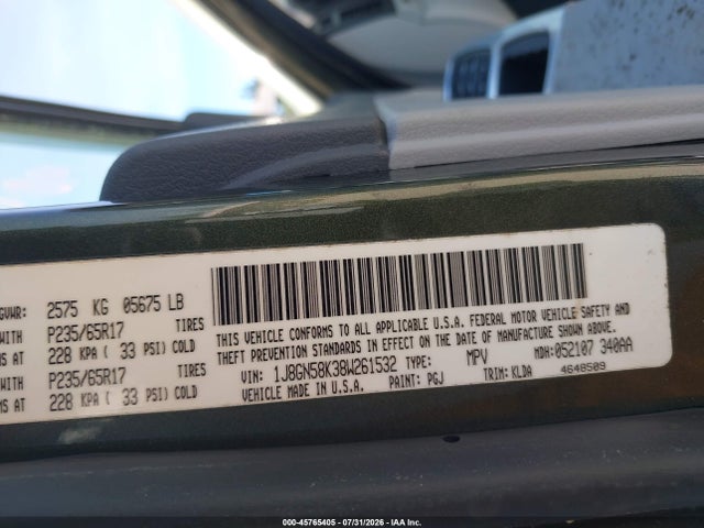 Aukcja sprzedaży 2008 Jeep Liberty Limited Edition, vin: 1J8GN58K38W261532, numer aukcji: 45765405