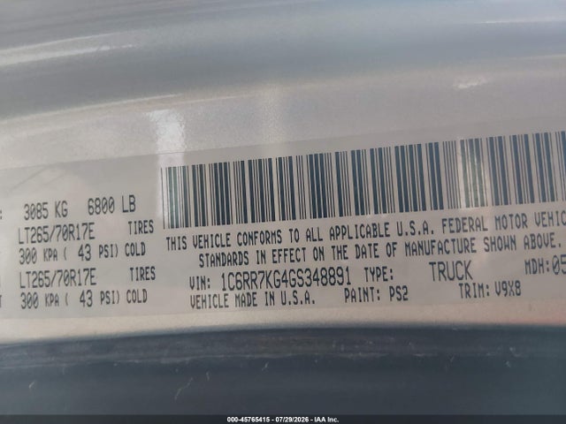 RAM 1500 2016 1C6RR7KG4GS348891 Image 9