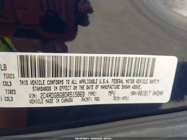 Продаж на аукціоні авто 2013 Dodge Grand Caravan Se, vin: 2C4RDGBG8DR515869, номер лоту: 45765471