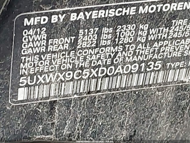Продаж на аукціоні авто 2013 Bmw X3 Xdrive28i, vin: 5UXWX9C5XD0A09135, номер лоту: 45765497