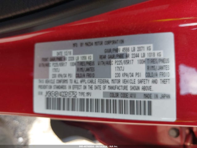 Aukcja sprzedaży 2016 Mazda Cx-5 Sport, vin: JM3KE4BY4G0916752, numer aukcji: 45765554