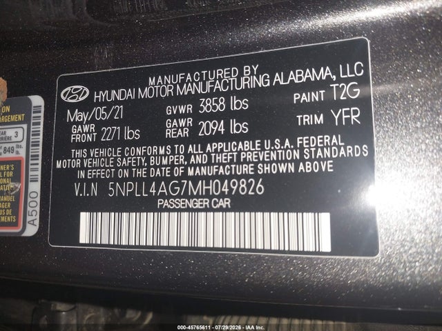 Hyundai ELANTRA SE 2021 5NPLL4AG7MH049826 Image 9