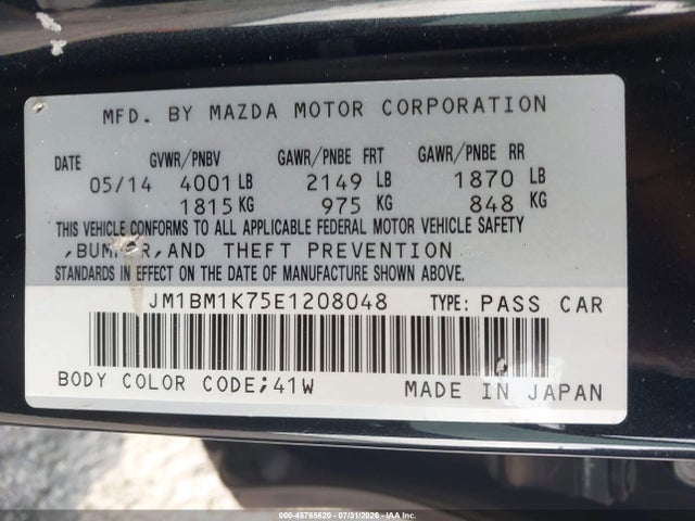 Aukcja sprzedaży 2014 Mazda Mazda3 I Sport, vin: JM1BM1K75E1208048, numer aukcji: 45765620
