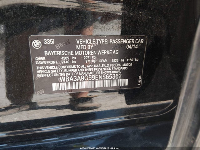 Продажа на аукционе авто 2014 Bmw 335i, vin: WBA3A9G59ENS65362, номер лота: 45765623