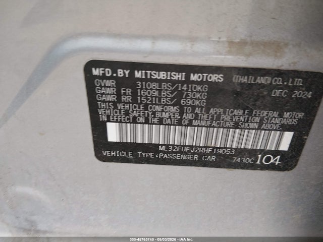ML32FUFJ2RHF19053 Mitsubishi Mirage G4 Black Edition/es/le