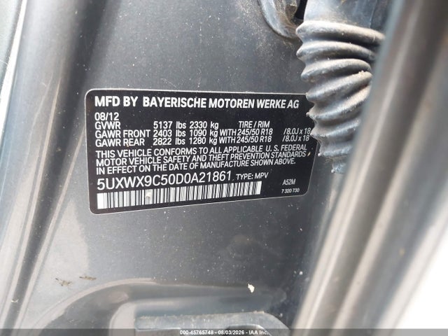 Aukcja sprzedaży 2013 Bmw X3 Xdrive28i, vin: 5UXWX9C50D0A21861, numer aukcji: 45765748