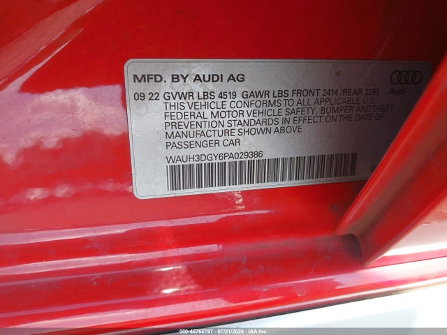 Продажа на аукционе авто 2023 Audi S3 Premium Plus Tfsi Quattro S Tronic, vin: WAUH3DGY6PA029386, номер лота: 45765797