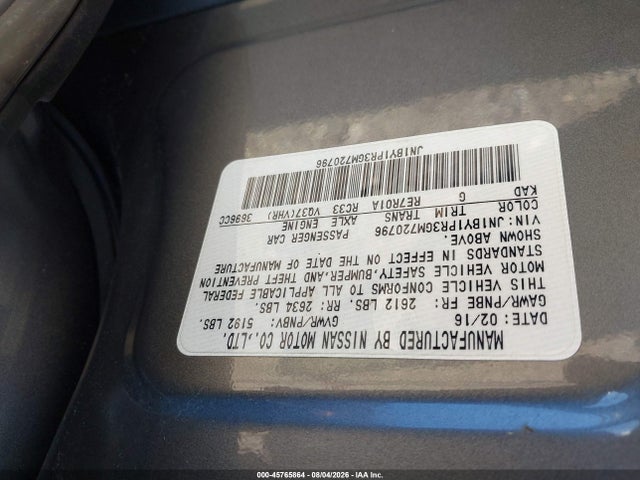 Продаж на аукціоні авто 2016 Infiniti Q70l 3.7x, vin: JN1BY1PR3GM720796, номер лоту: 45765864