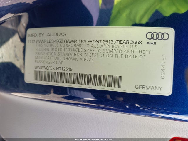 Продажа на аукционе авто 2018 Audi A5 2.0t Premium, vin: WAUYNGF57JN012549, номер лота: 45765919