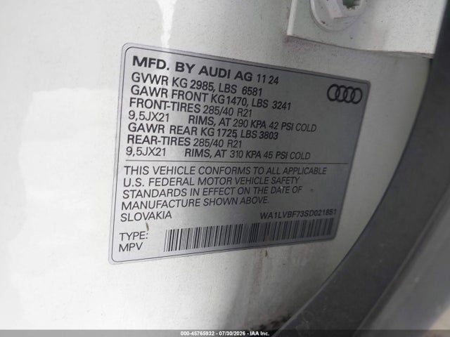 WA1LVBF73SD021851 Audi Q7 Premium Plus 55 Tfsi Quattro Tiptronic