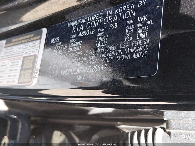 45765981 :رقم المزاد ، KNDPUCAF7P7185642 vin ، 2023 Kia Sportage Lx مزاد بيع