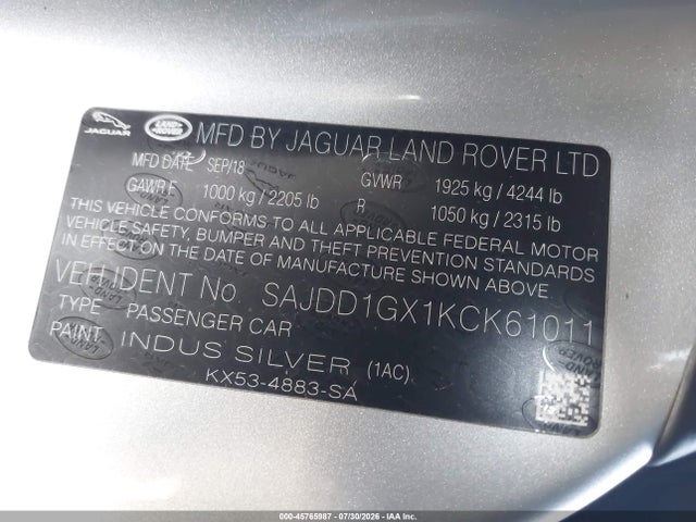 Jaguar F-type P300 2019 SAJDD1GX1KCK61011 Image 9