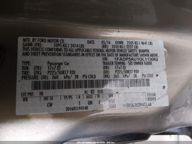 1FADP5AU1GL113062 Ford C-max Hybrid Se