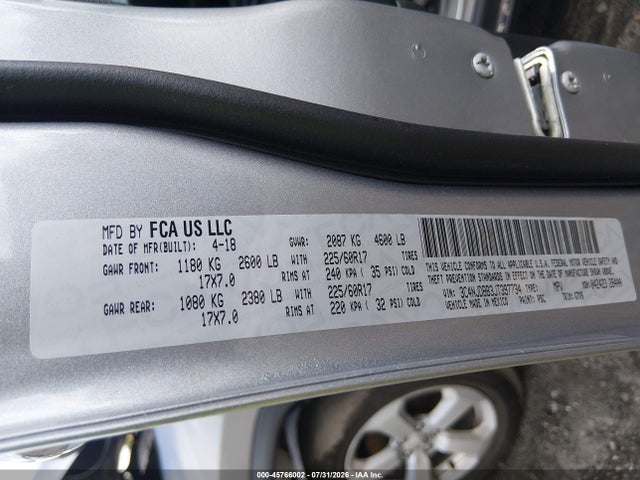 Продаж на аукціоні авто 2018 Jeep Compass Latitude 4x4, vin: 3C4NJDBB3JT397734, номер лоту: 45766002