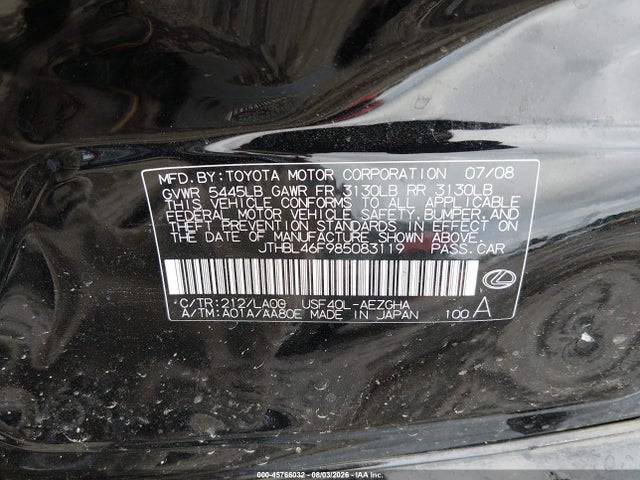 Продаж на аукціоні авто 2008 Lexus Ls 460, vin: JTHBL46F985083119, номер лоту: 45766032