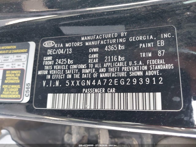 KIA OPTIMA EX 2014 5XXGN4A72EG293912 Image 9
