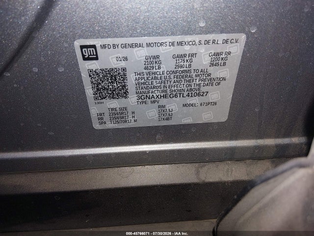 3GNAXHEG6TL410627 Chevrolet Equinox Fwd Lt