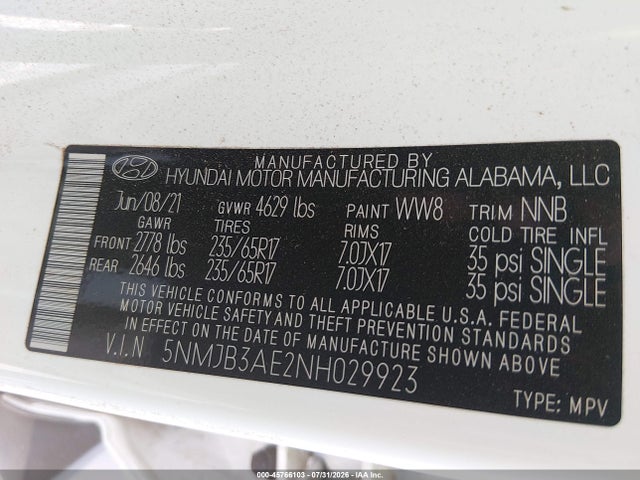 Hyundai TUCSON SEL 2022 5NMJB3AE2NH029923 Image 9