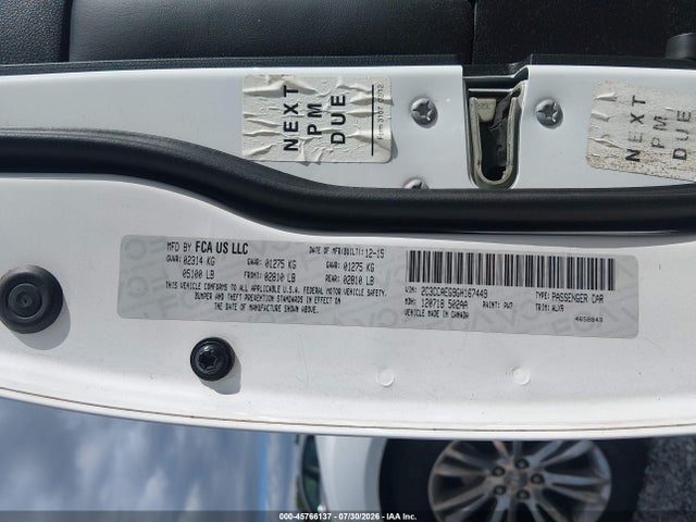 Продажа на аукционе авто 2016 Chrysler 300c, vin: 2C3CCAEG9GH167449, номер лота: 45766137