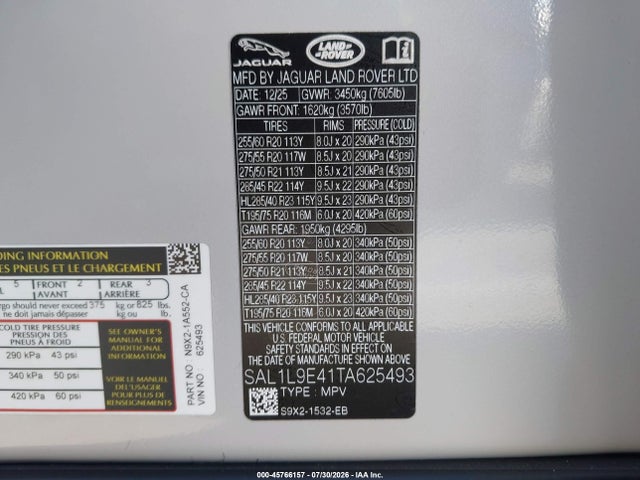 SAL1L9E41TA625493 Land Rover Range Rover Sport P460e Dynamic Se