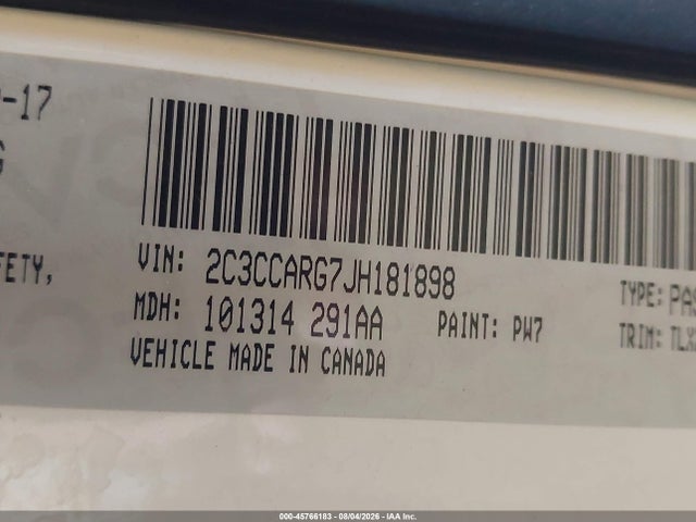 45766183 :رقم المزاد ، 2C3CCARG7JH181898 vin ، 2018 Chrysler 300 Touring L Awd مزاد بيع