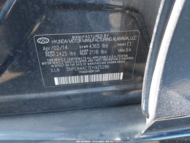Hyundai SONATA GLS 2014 5NPEB4AC7EH925286 Image 9