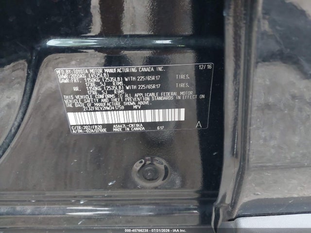 2017 Toyota Rav4 Le მანქანა იყიდება აუქციონზე, vin: 2T3ZFREV2HW341759, აუქციონის ნომერი: 45766238