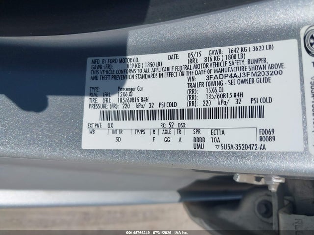 Ford FIESTA S 2015 3FADP4AJ3FM203200 Image 9