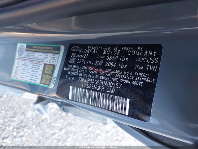 Продажа на аукционе авто 2023 Hyundai Elantra Limited, vin: KMHLP4AG9PU400357, номер лота: 45766275