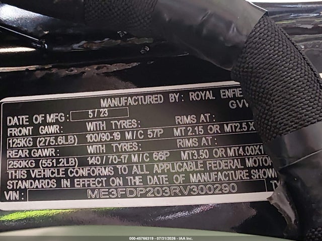Продажа на аукционе авто 2024 Royal Enfield Motors Meteor 350, vin: ME3FDP203RV300290, номер лота: 45766319