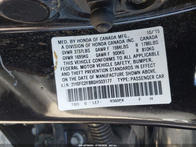 Honda CIVIC EX 2016 2HGFC2F88GH503177 Image 9