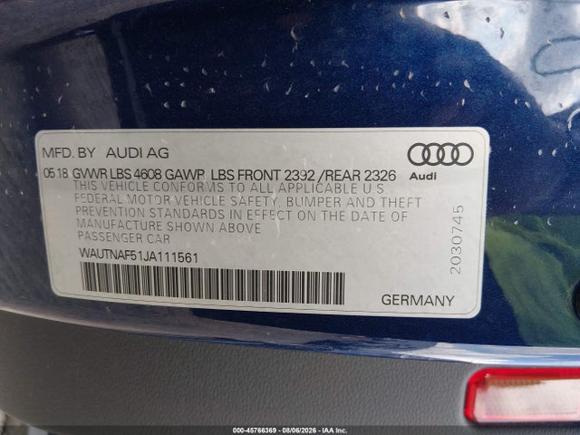 Продаж на аукціоні авто 2018 Audi A5 2.0t Premium, vin: WAUTNAF51JA111561, номер лоту: 45766369