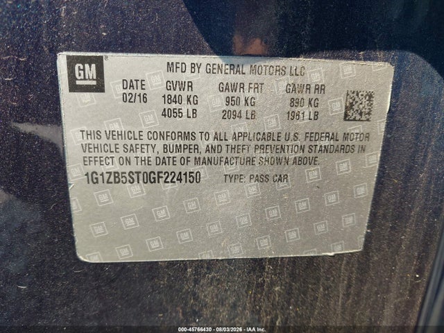Chevrolet MALIBU LS 2016 1G1ZB5ST0GF224150 Image 9
