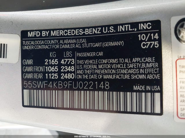 Продажа на аукционе авто 2015 Mercedes-benz C 300 4matic, vin: 55SWF4KB9FU022148, номер лота: 45766478