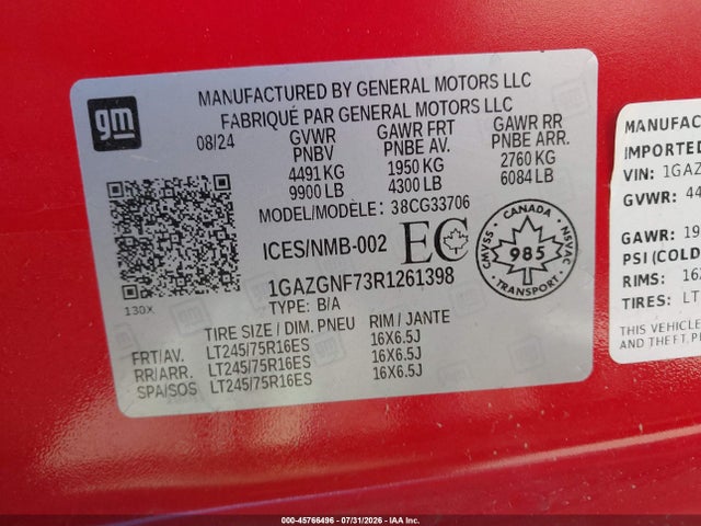 Chevrolet Express 3500 Ls 2024 1GAZGNF73R1261398 Image 9