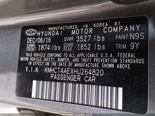 Hyundai ACCENT SE 2017 KMHCT4AEXHU264820 Image 9