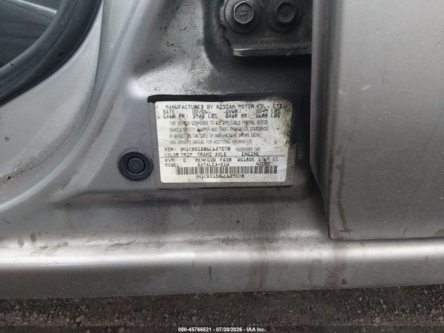 45766521 :رقم المزاد ، 3N1CB51D86L627078 vin ، 2006 Nissan Sentra 1.8s مزاد بيع