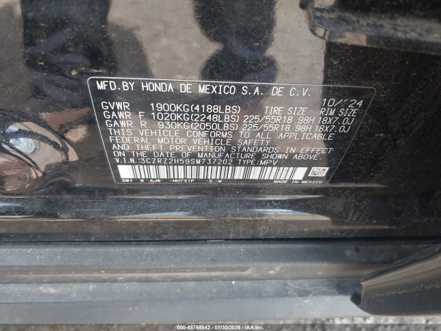 Продажа на аукционе авто 2025 Honda Hr-v Awd Sport, vin: 3CZRZ2H59SM737202, номер лота: 45766542