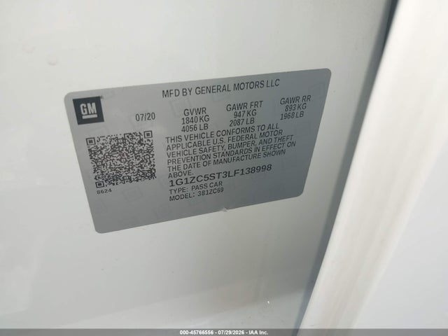 1G1ZC5ST3LF138998 Chevrolet Malibu Fwd 1fl