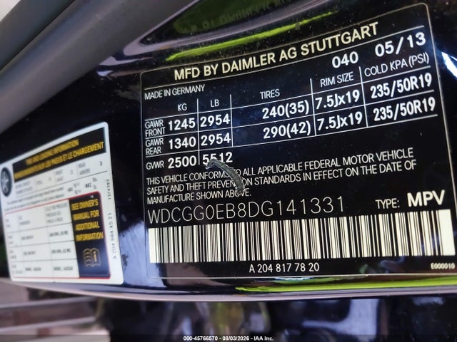 Продаж на аукціоні авто 2013 Mercedes-benz Glk 250 Bluetec 4matic, vin: WDCGG0EB8DG141331, номер лоту: 45766570